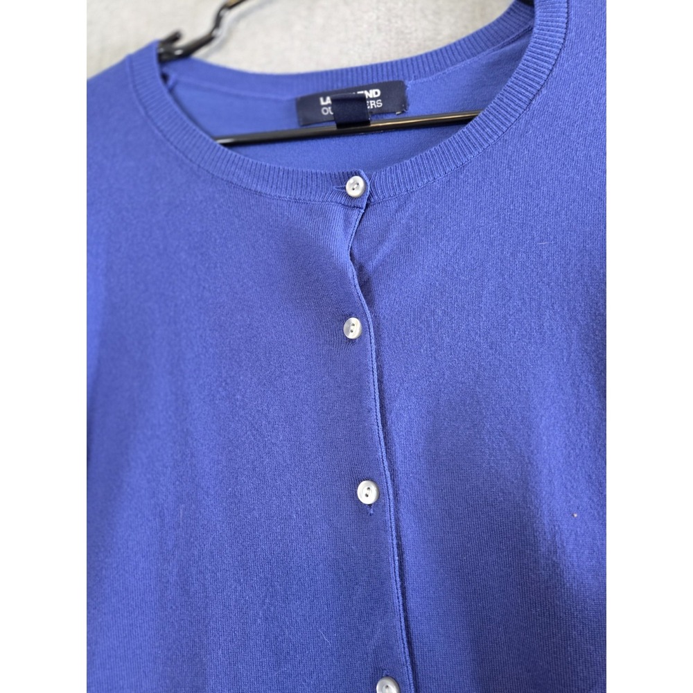 Lands End 2X Cardigan Sweater Royal Blue Lightweight Knit Cottagecore Preppy